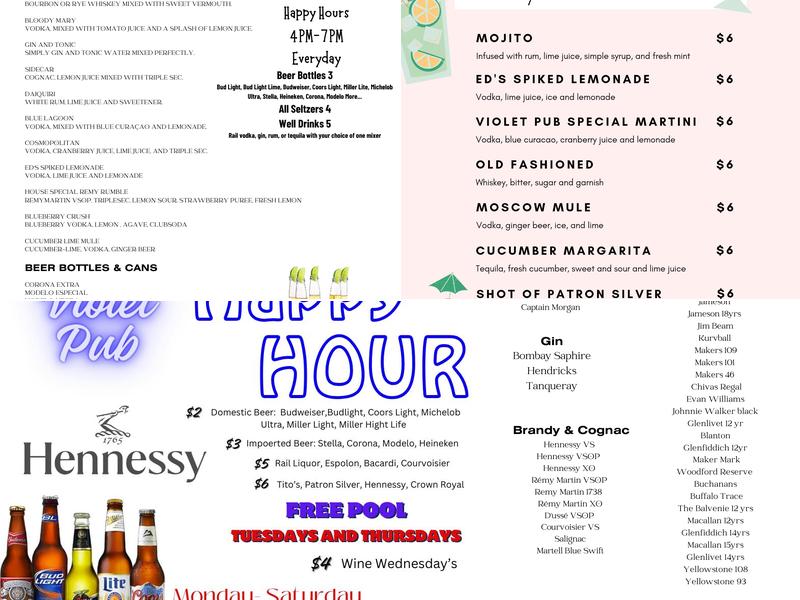 Violet Pub Menu