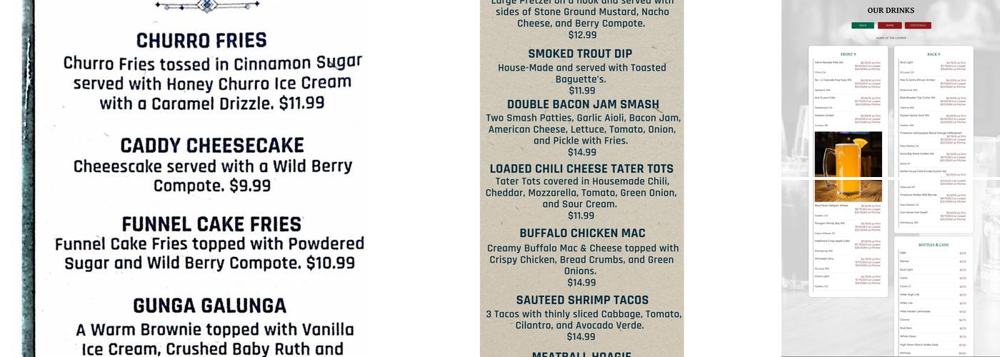 CaddyShack Menu