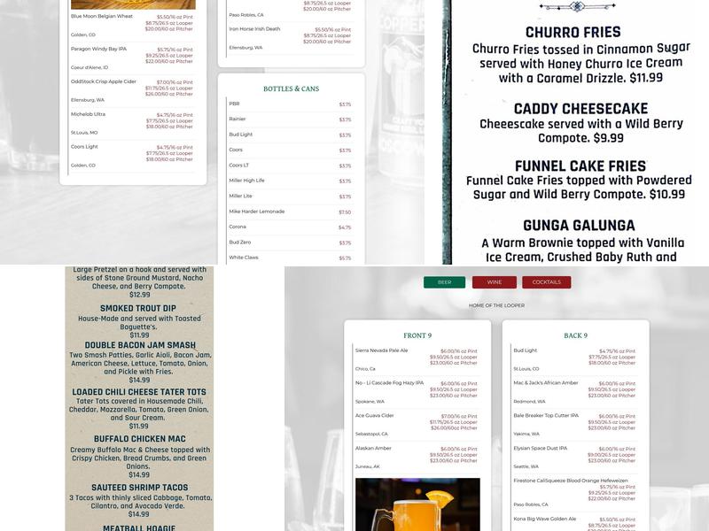 CaddyShack Menu