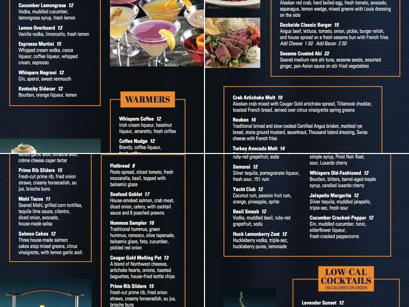 Whispers Lounge Menu