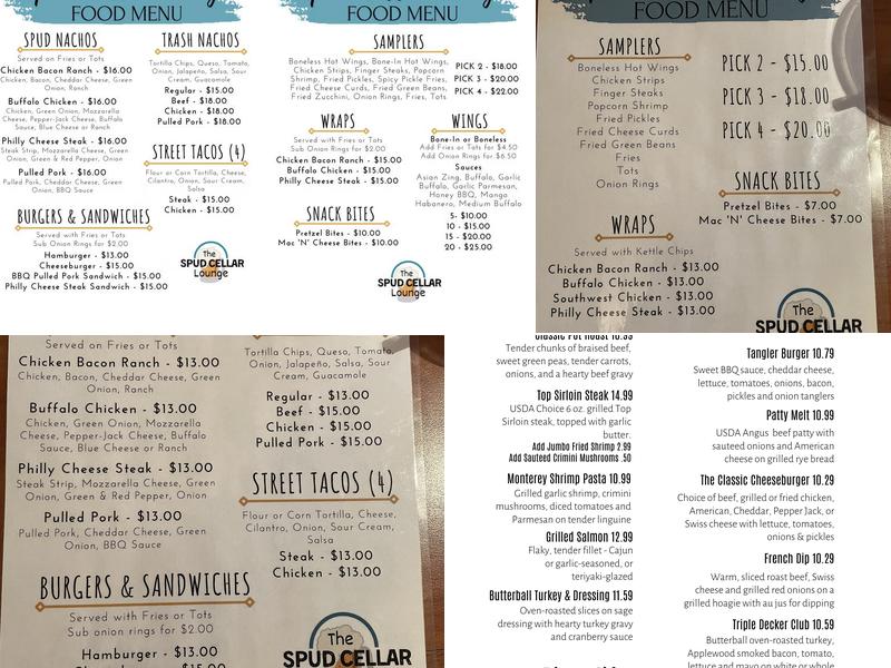 Spud Cellar Lounge Menu