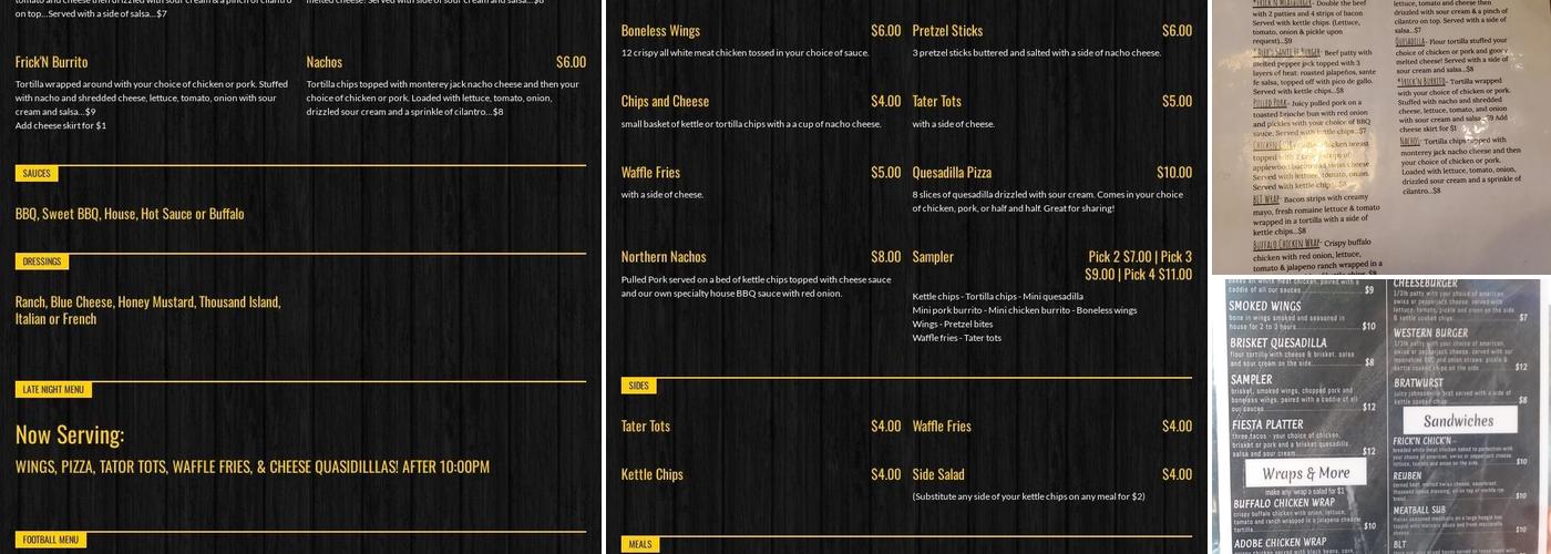 Frick's Tap Menu