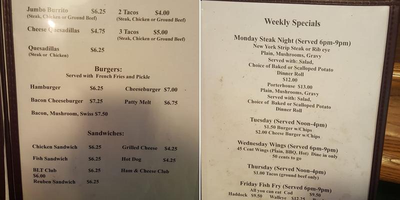 Carol's Corner Menu