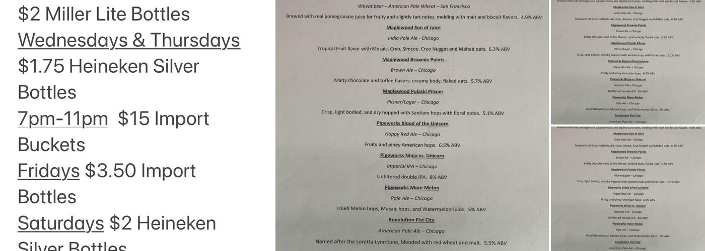 Here's Cheers Lounge Menu