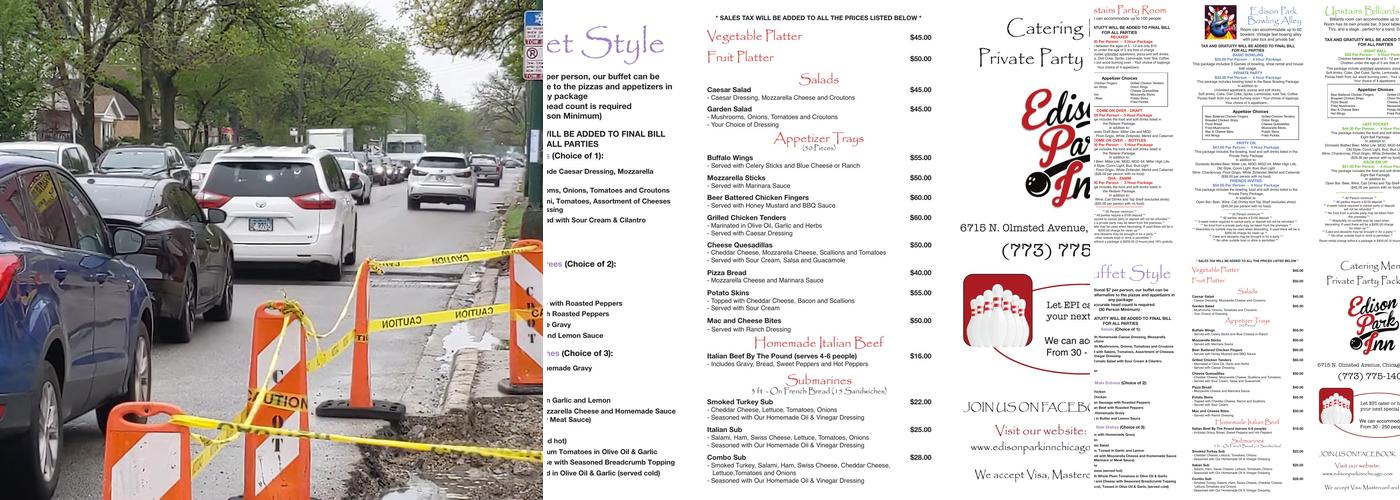 Edison Park Inn Menu