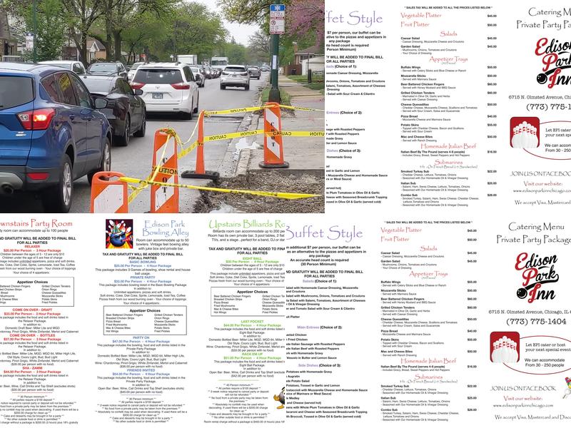 Edison Park Inn Menu