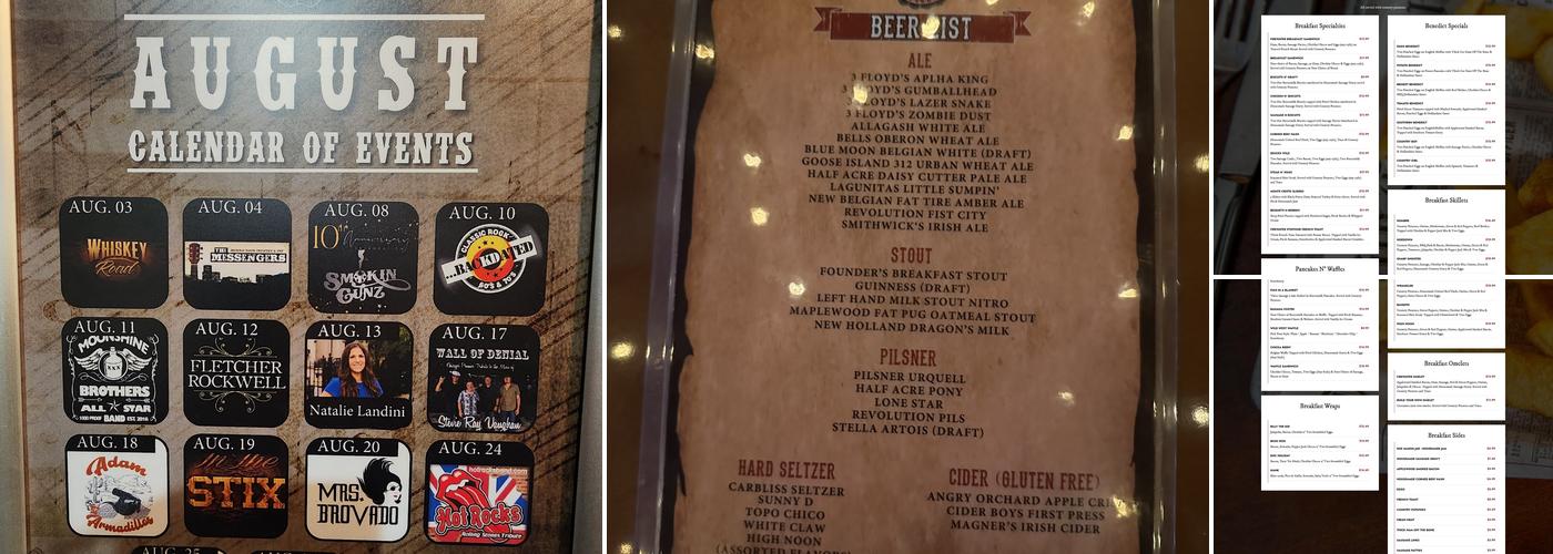 Firewater Saloon - Edison Park Menu