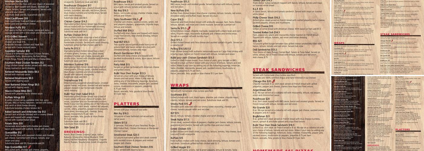 Morrison Roadhouse Menu