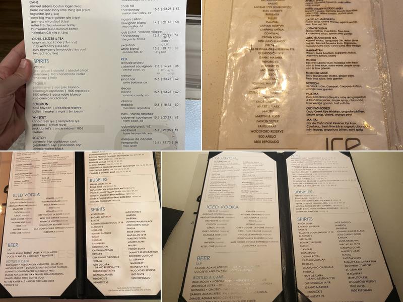 ICE Dishes & Drinks Menu
