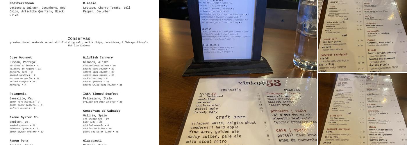 Vintage 53 Menu