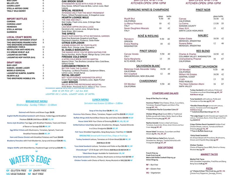 Hearth Lounge Menu