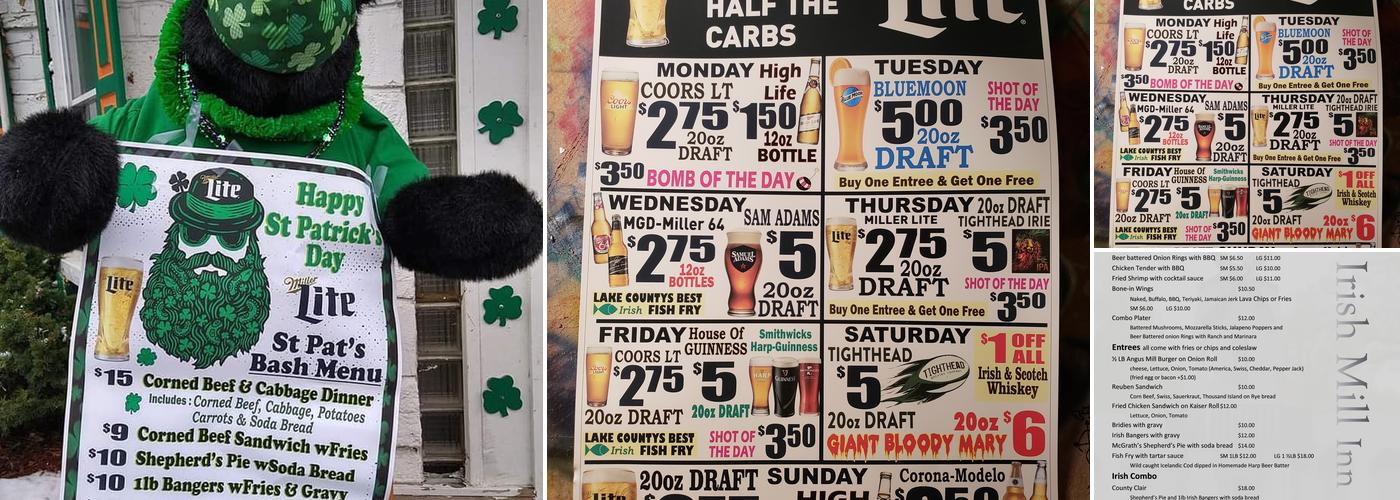 Irish Mill Menu