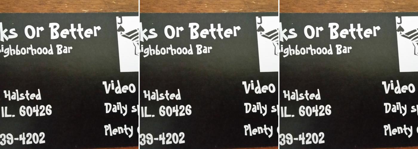 Jacks or Better Bar Menu