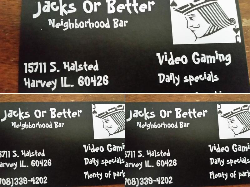Jacks or Better Bar Menu