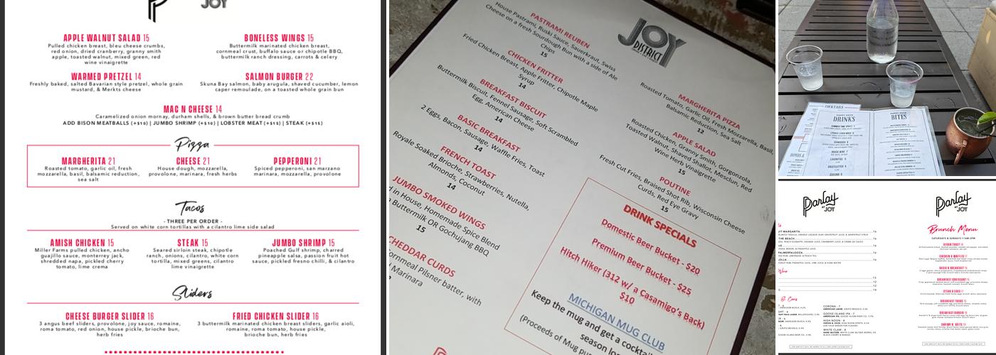 Joy District Menu