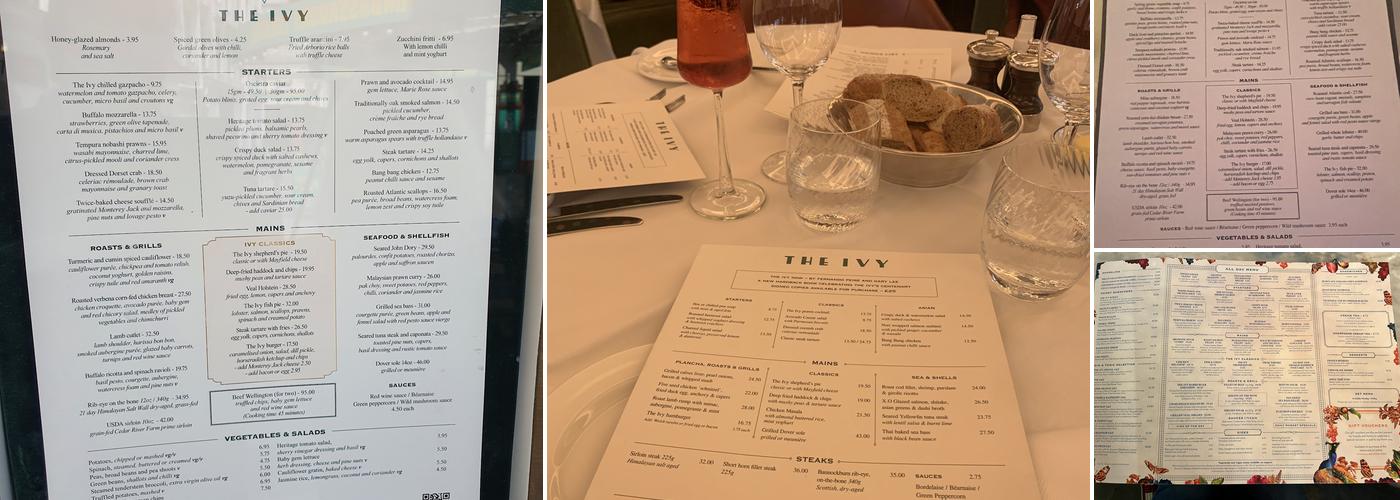 The Ivy Menu