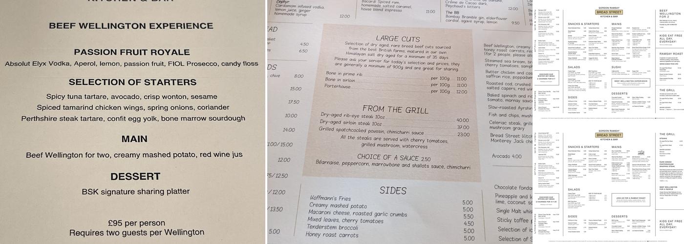 Bread Street Kitchen & Bar - Edinburgh Menu