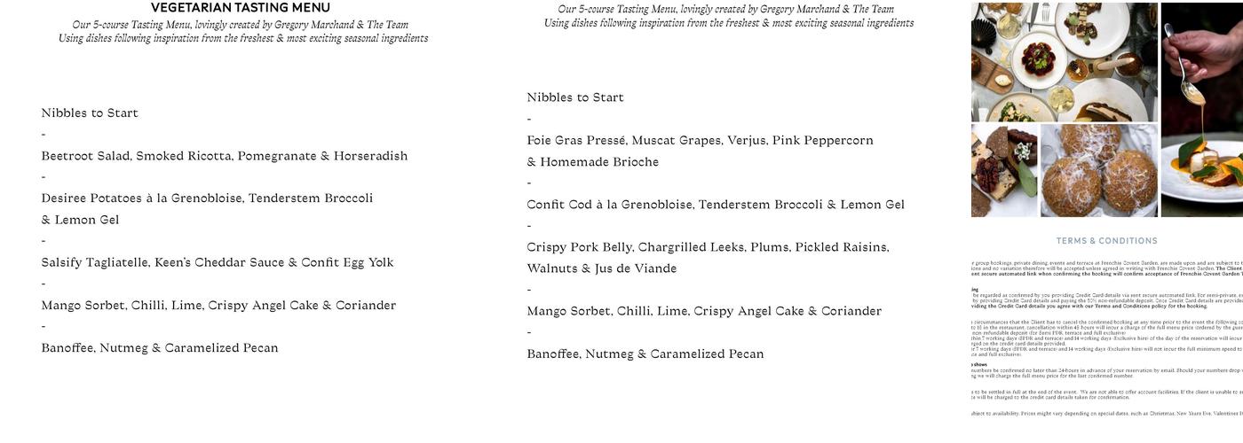 Frenchie Covent Garden Menu