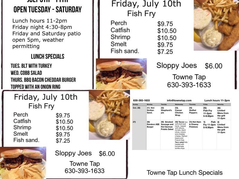 Towne Tap Inc Menu