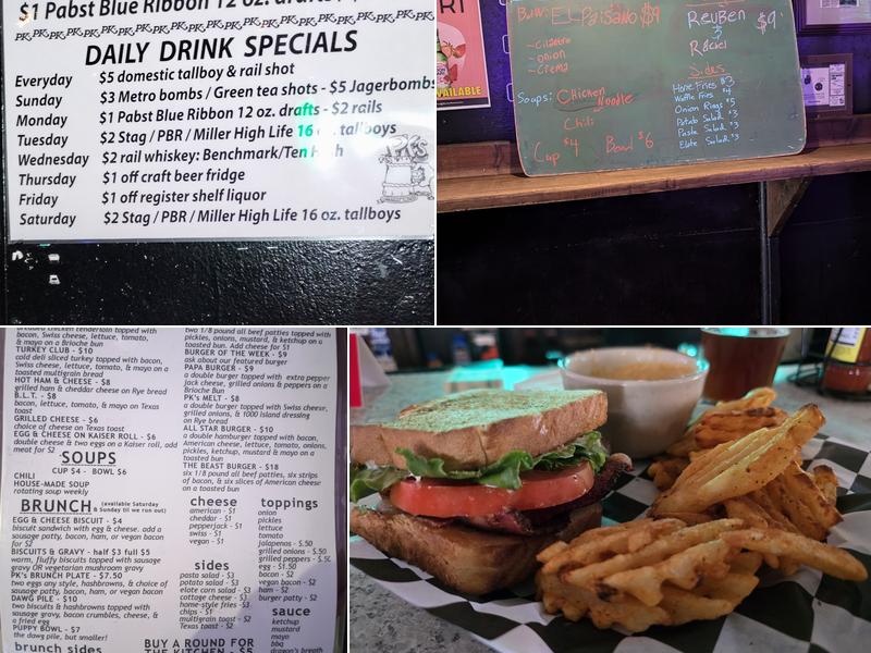 PK’s Bar Menu