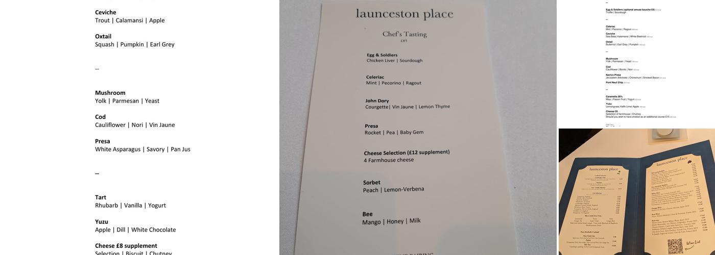 Launceston Place Menu