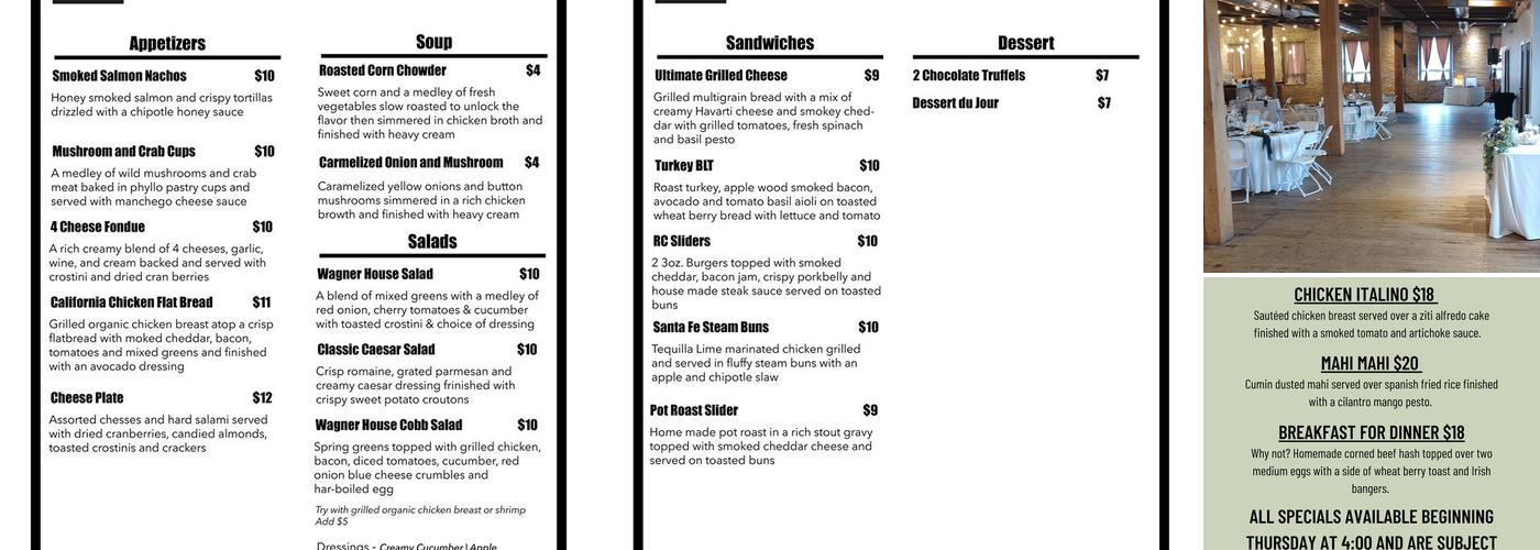 The Wagner House Menu