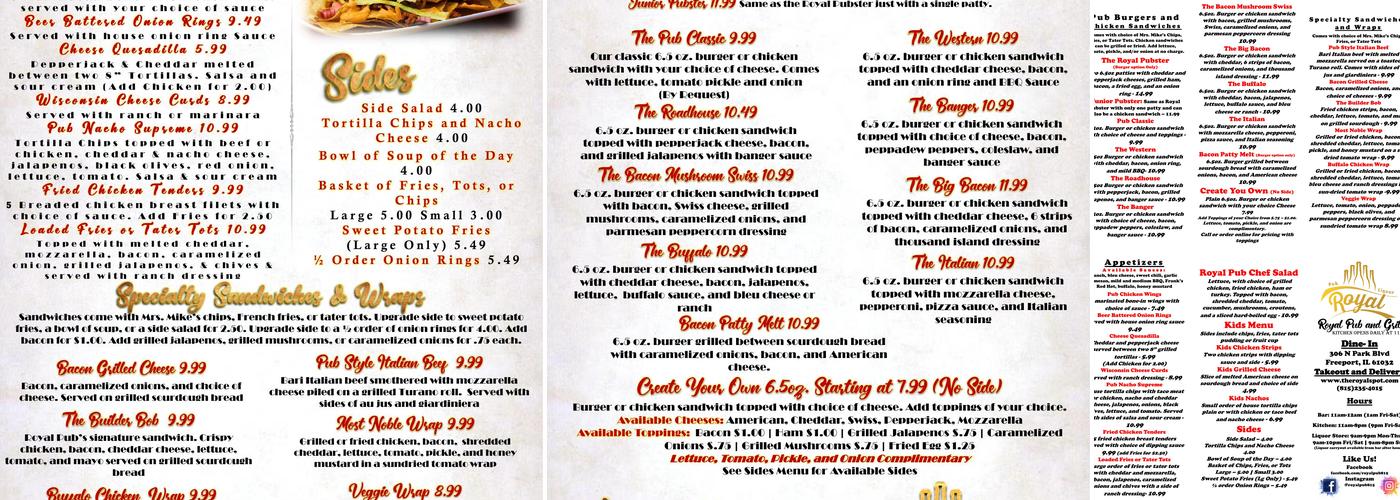 Royal Liquor Freeport Menu