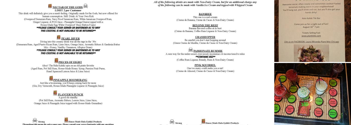 Hala Kahiki Lounge Menu