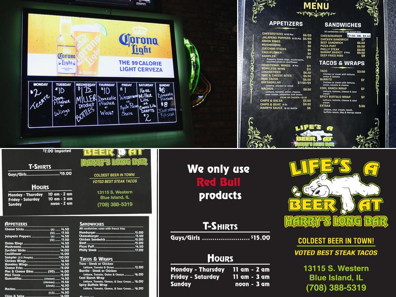 Harry's Long Bar Menu