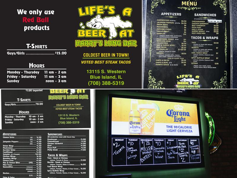 Harry's Long Bar Menu