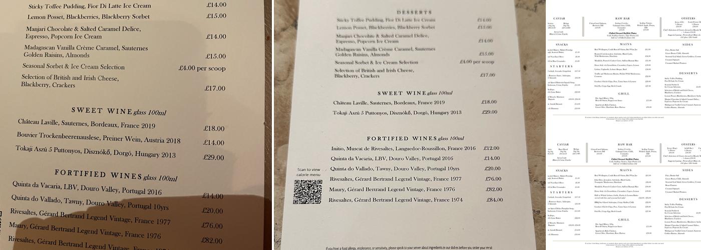 The River Restaurant by Gordon Ramsay Menu