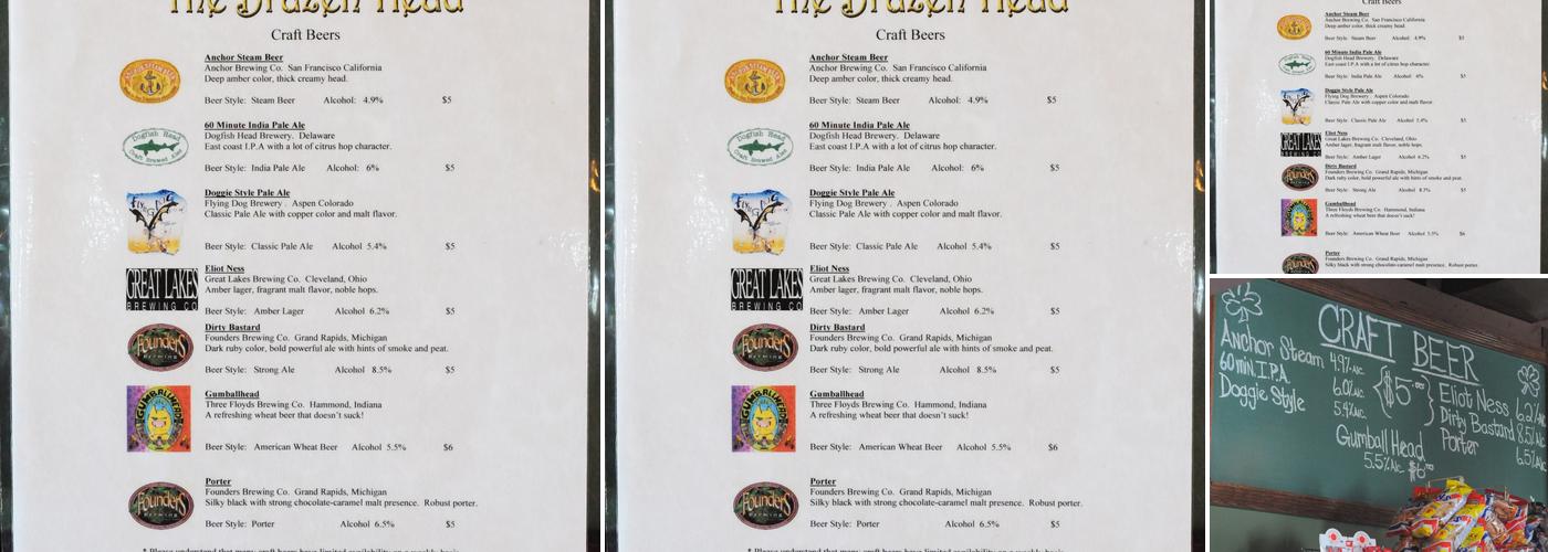 The Brazen Head Menu