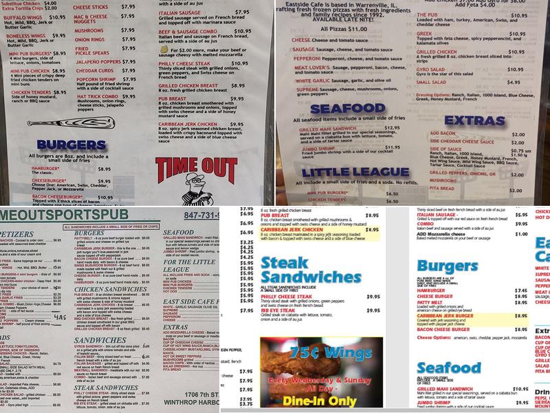 Timeout Sport Pub Menu