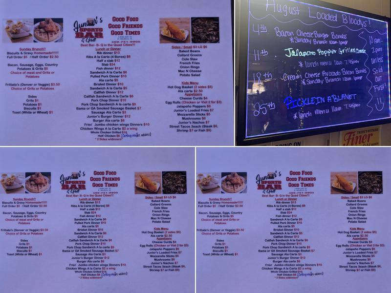 Junior's Sports Bar Menu