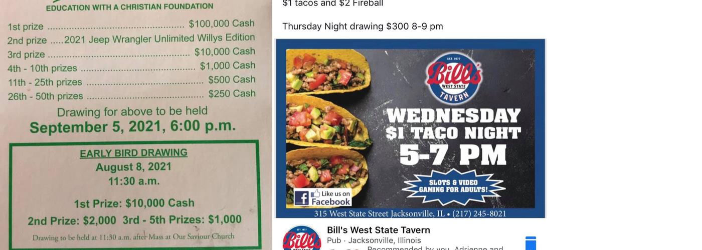 Bill's West State Tavern Menu