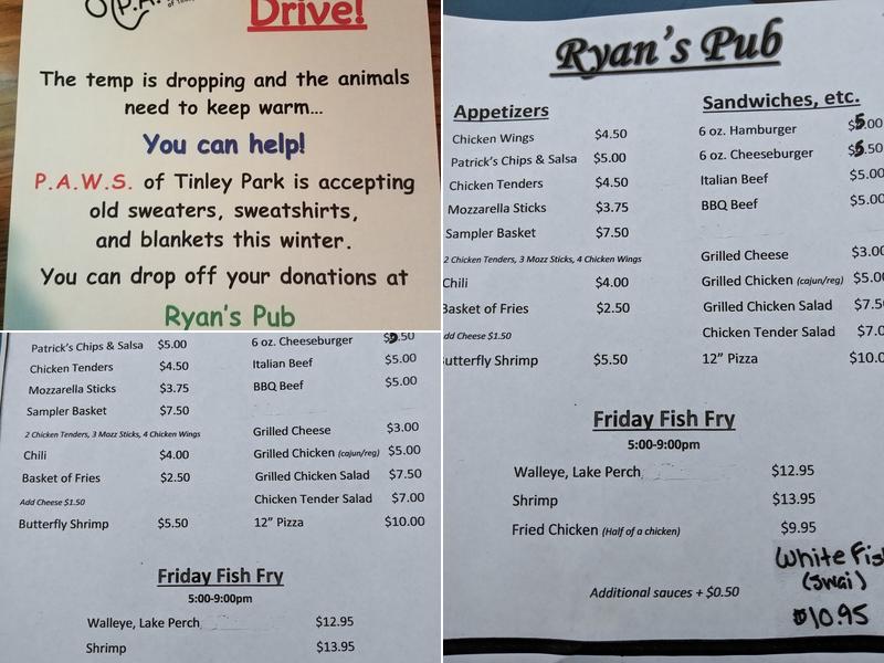 Ryan's Pub Menu