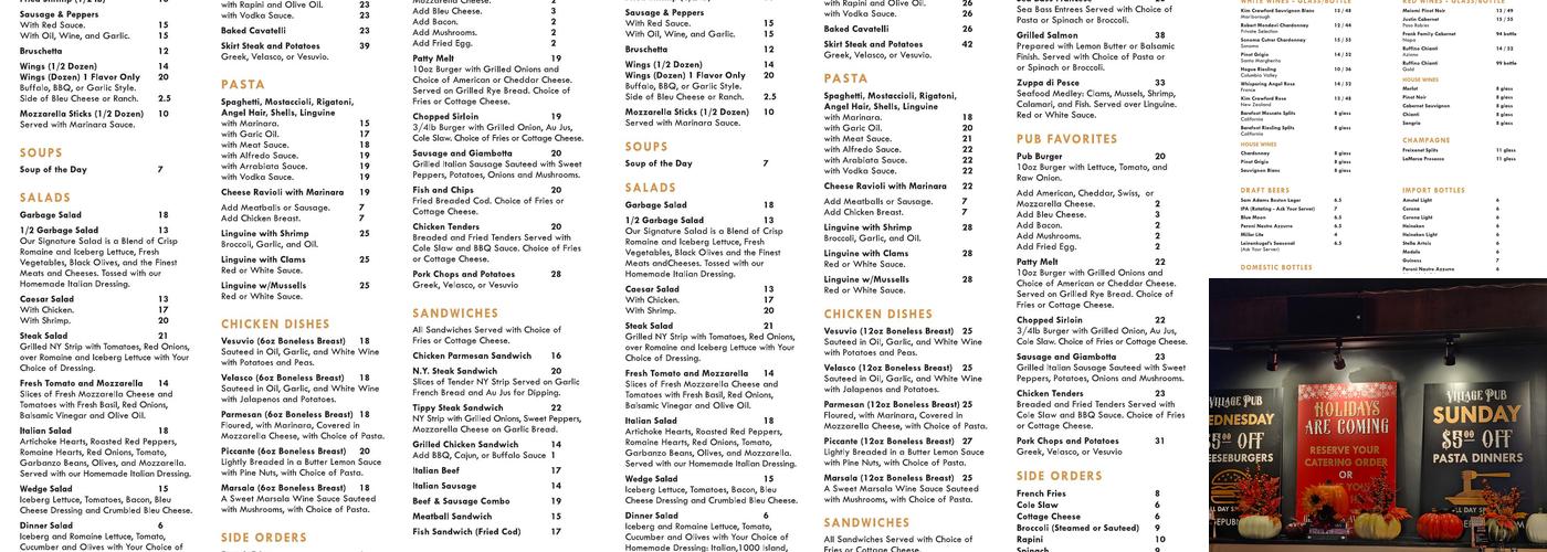 Village Pub North Riverside Menu