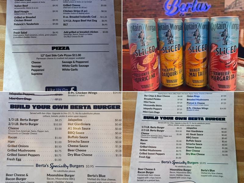 Berta's Tap Menu
