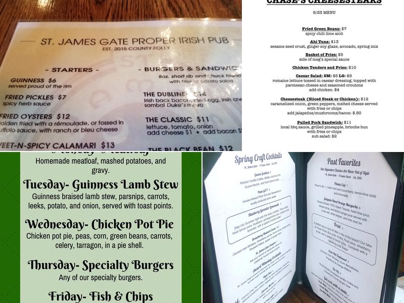 St. James Gate Menu