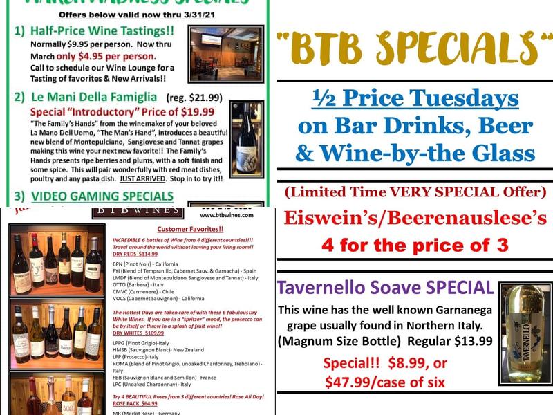 BTB Wines Menu