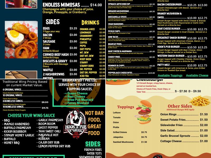Hooks Pub & Grill Menu