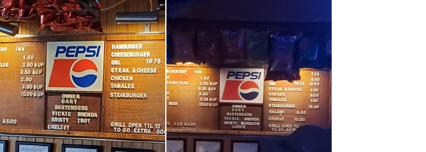 Black Top Inn Inc Menu