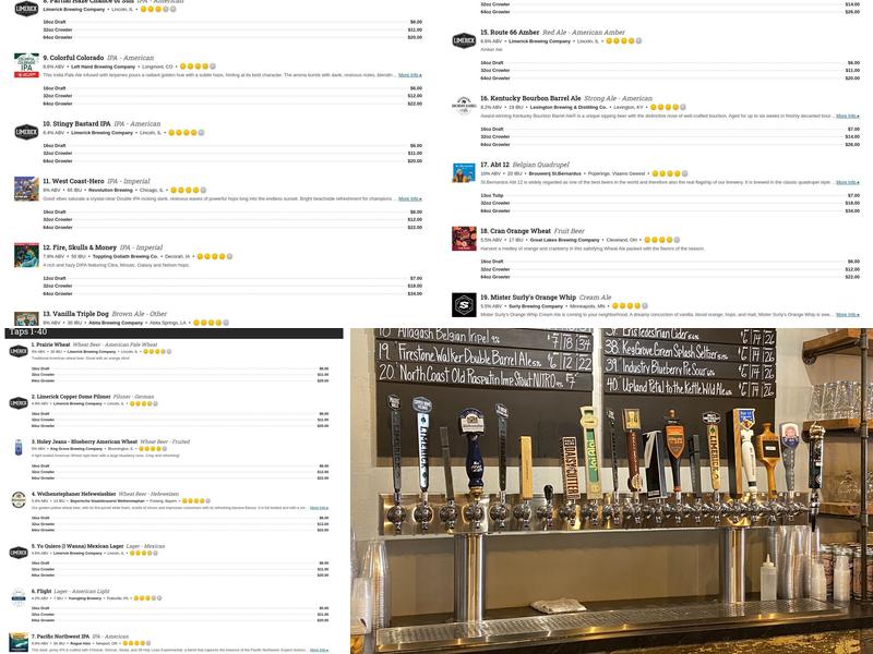 Spirited Republic/Limerick Brewing Company Menu