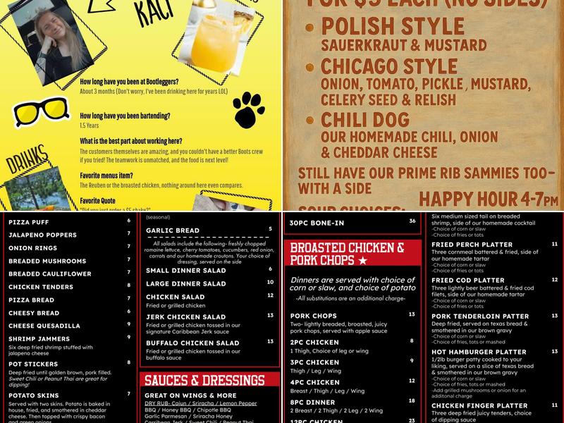 Bootleggers Menu