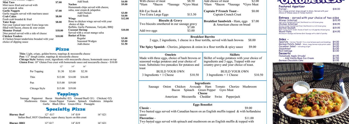 Port of Blarney Menu