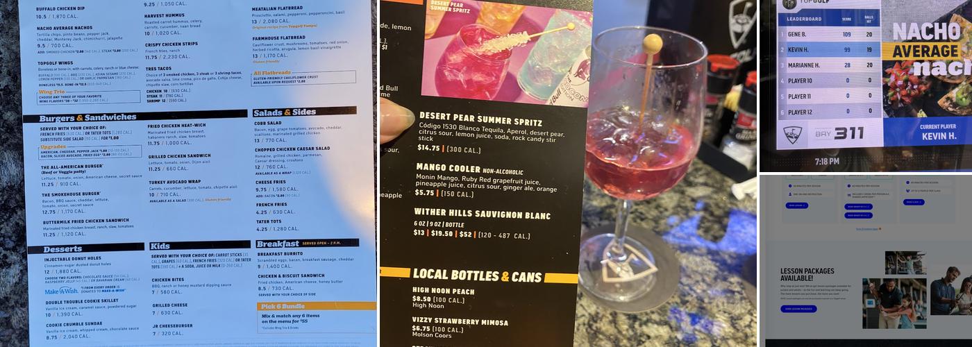 Topgolf Menu