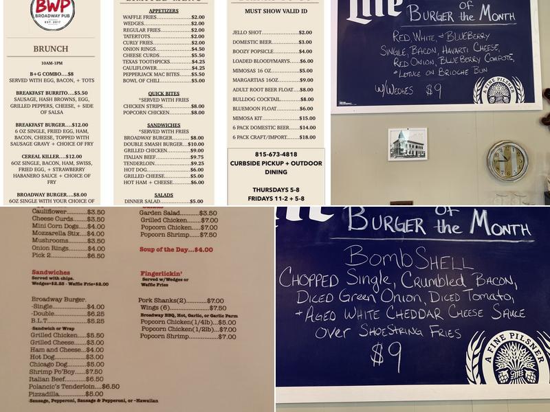 Broadway Pub Menu
