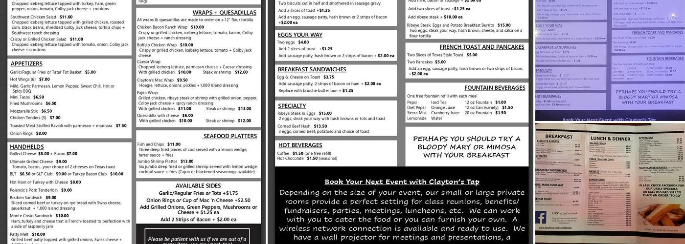 Clayton's Tap Menu