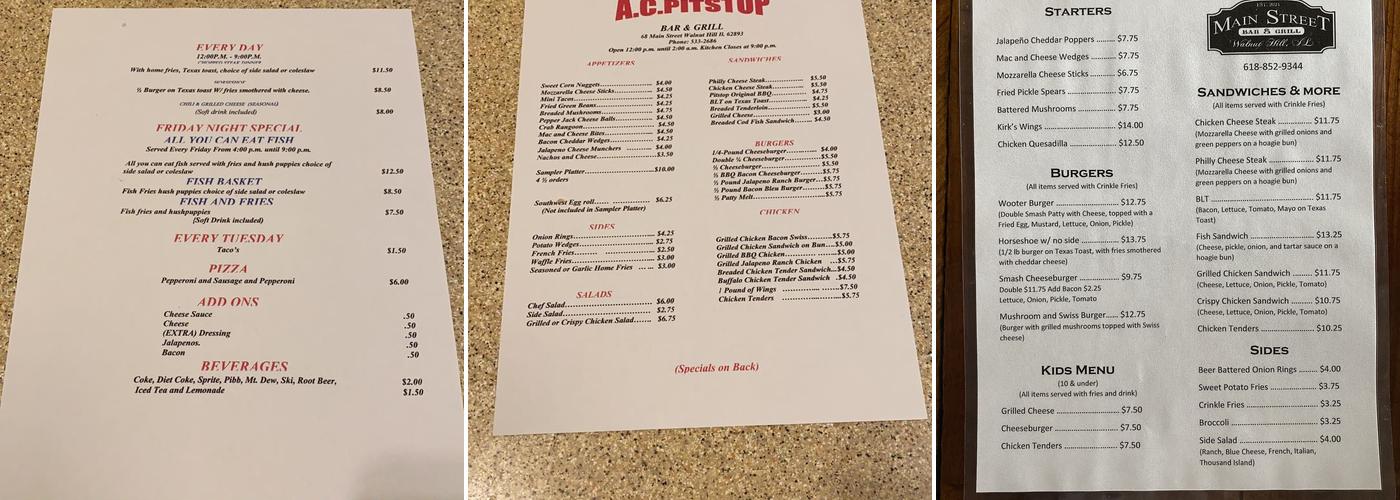 Main Street Bar & Grill Menu