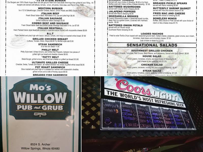 Mo's Willow Pub and Grub Menu